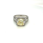Cushion-Cut Yellow Beryl and 1. 1/84 CT. T.W. Diamond Frame Ring in White Gold - LA DIAMOND